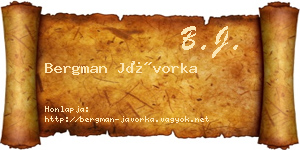 Bergman Jávorka névjegykártya